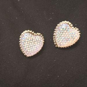 Beautiful Bedazzled Jumbo Heart Shaped Earrings